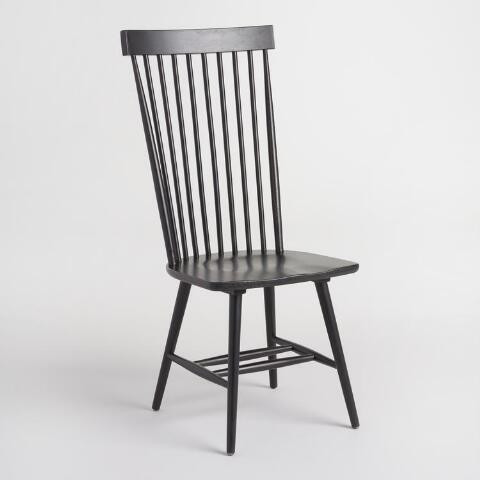 Black Wood Kamron High Back Windsor Chairs Set of 2 | World Market