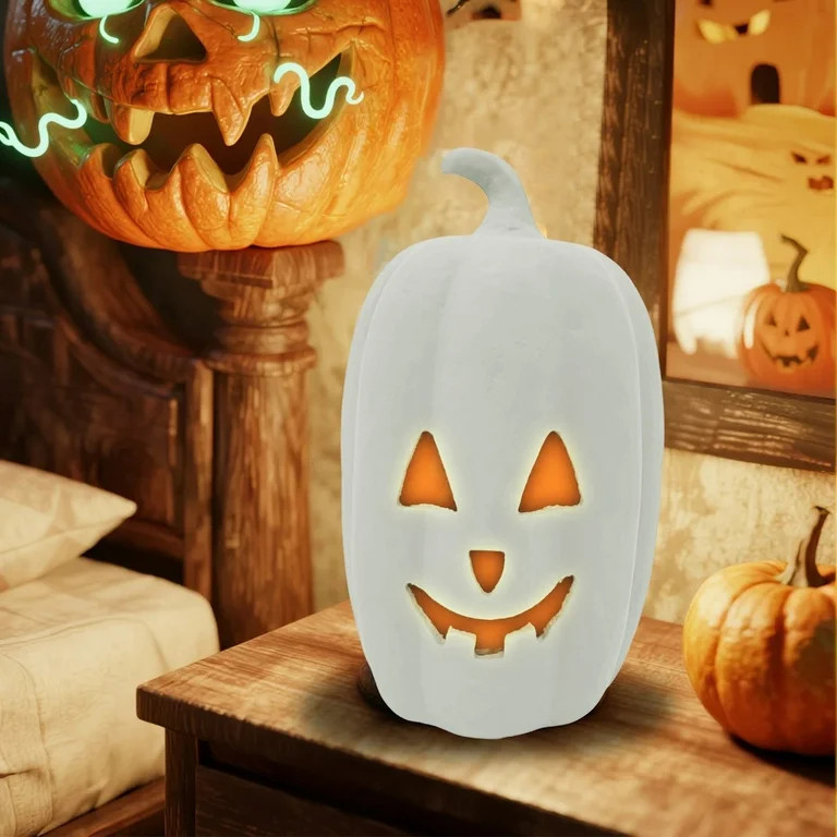 Paper Mache Jack-o'-Lantern Tabletop Decoration, Brown, 6.29", Halloween by QYXQPYO | Walmart (US)