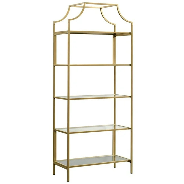 Sauder International Lux 5 Shelf Bookcase in Satin Gold - Walmart.com | Walmart (US)