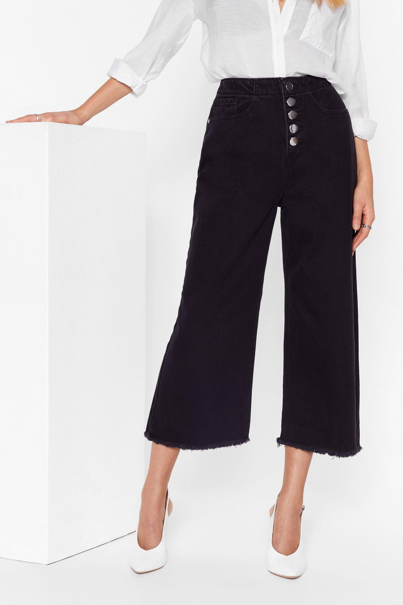 Womens High-Waisted and Wide-Leg Denim Culottes - Black | NastyGal (US & CA)