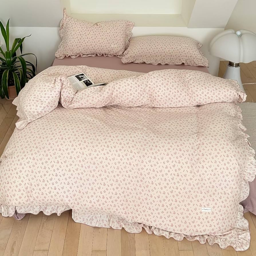 BuLuTu Pink Floral Duvet Cover Full Bedding Duvet Covers for Girls Kids Teens Soft Breathable Cot... | Amazon (US)