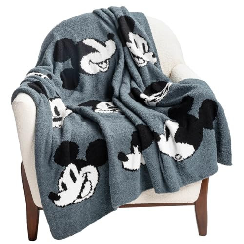 Jay Franco Disney Mickey Mouse Faces Feather Knit Fluffy Throw Blanket - Fuzzy Blanket Measures 50 x 60 Inch | Super Soft Lightweight Bedding | Amazon (US)
