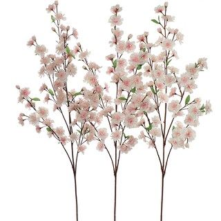 Set of 3: Light Pink Cherry Blossom Branch Sprays with Lifelike Silk Flowers & Foliage | 36-Inch ... | Michaels Stores