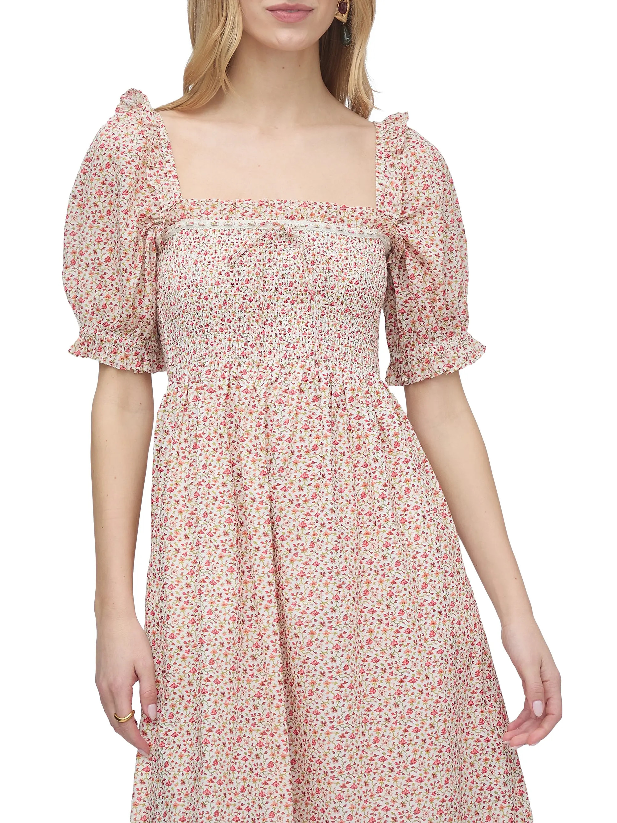 Women's The Scarlett Midi Nap Dress - Ivory Geo Ditsy - Size XS | Saks Fifth Avenue