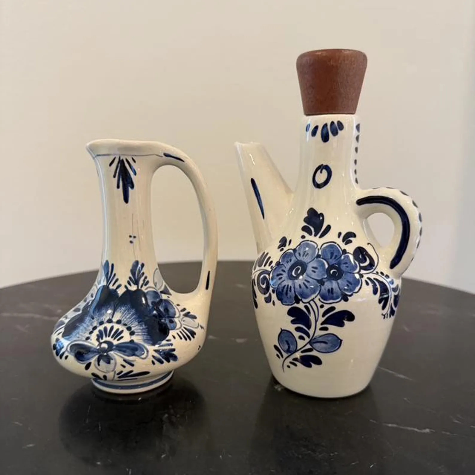 Vintage Delfts Blauw Hand Painted Holland Pitcher and Oil Decanter Set | Dutch Blue White Pottery... | Etsy (Global)