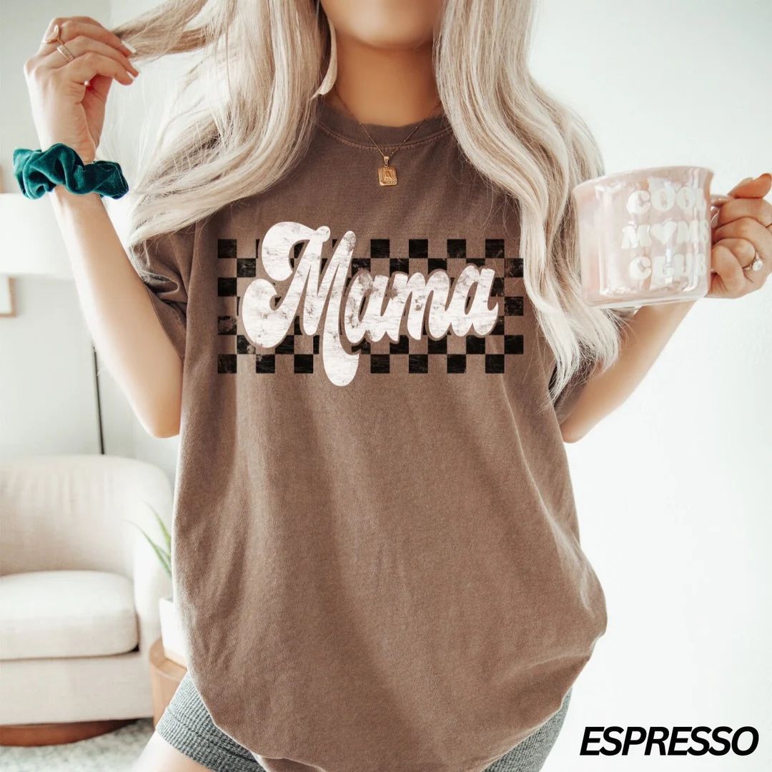 Checkered Mama Shirt, Retro Mama Shirt, Mother’s Day Gift, Mom Life Shirt, Motherhood Shirt, Mo... | Etsy (US)