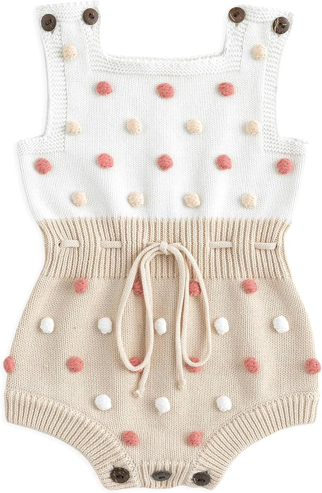 Simplee kids Baby Girl Kint Romper Fall Sleeveless Pompoms Rompers Newborn Little Girl Overall Ju... | Amazon (US)