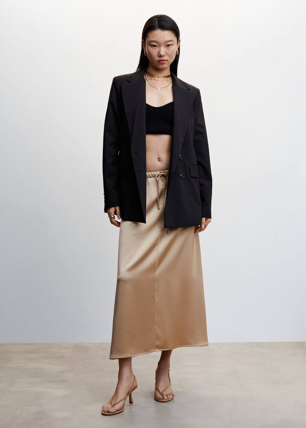 Midi satin skirt -  Women | Mango USA | MANGO (US)