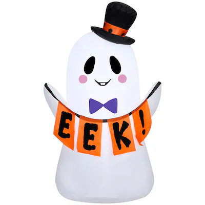 Haunted Living 3-ft LED Ghost with EEK Sign Inflatable | Lowe's