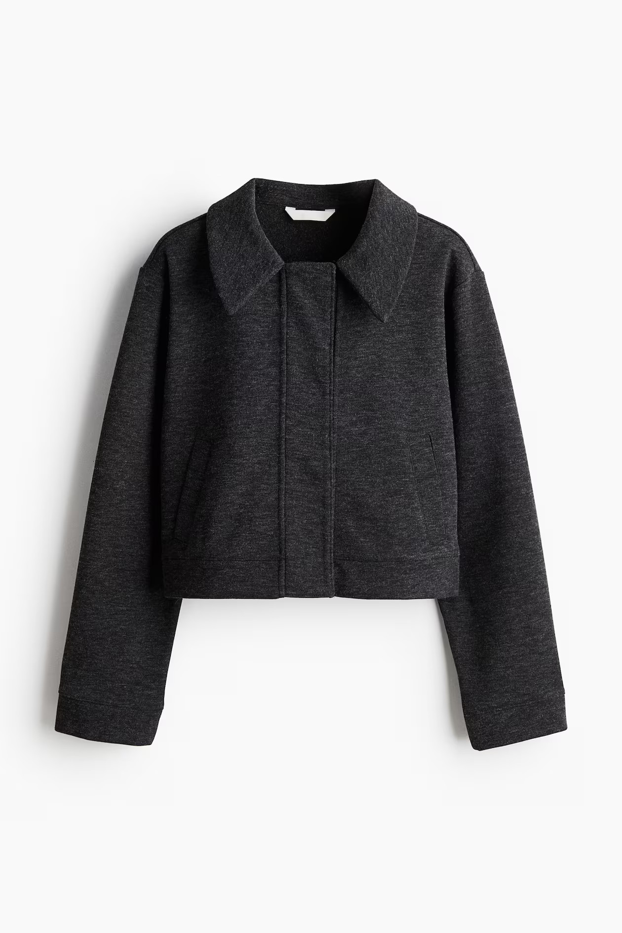Chaqueta de punto - Manga larga - Corto - Gris oscuro jaspeado - MUJER | H&M ES | H&M (FR, IT, ES, PT, BE)