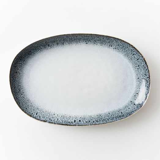 Reactive Glaze Large Oval Platter, Black + White | West Elm (US)