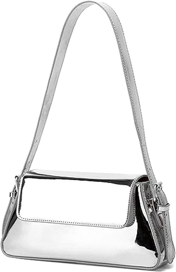Silver Bag Evening Clutch Bag Sparkly Satchel Patent Leather Y2K Handbag Crossbody Metallic Purse... | Amazon (US)