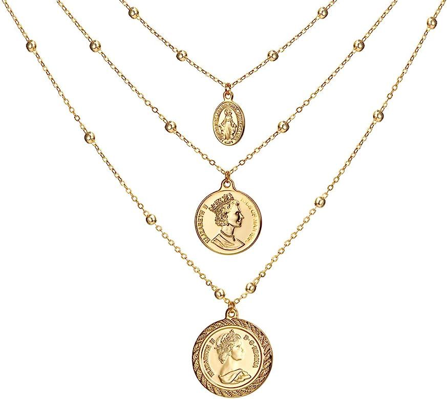 Coin Pendant Necklace 18K Gold Plated Canadian Coin (Front and Back Different Prints) Station Cha... | Amazon (US)