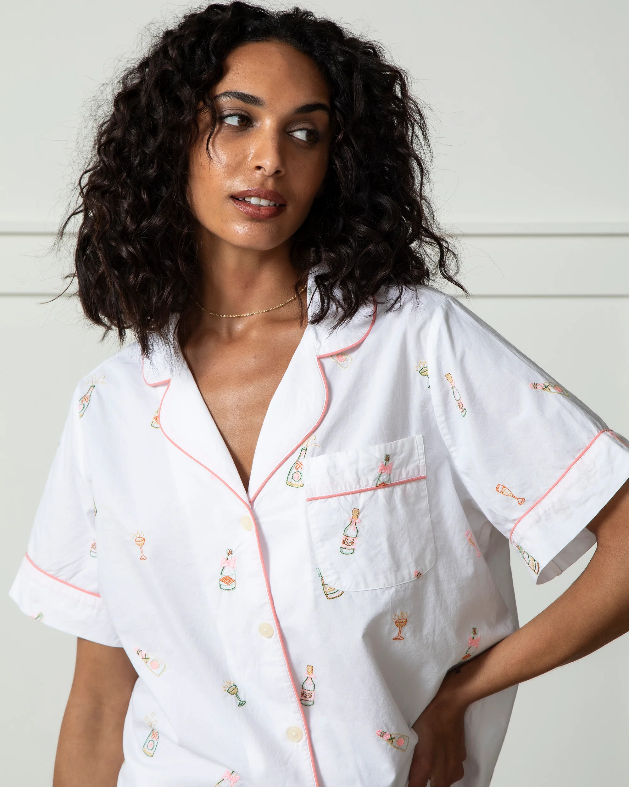 Bubbly Brunch - Short Sleeve &amp; Cropped Pants Set - Cloud | Printfresh