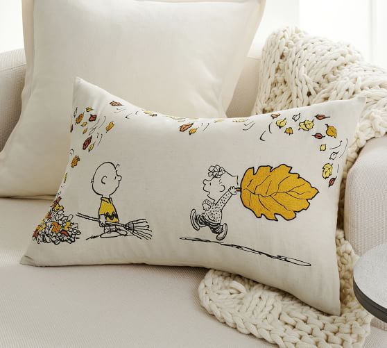 Peanuts™ Fall Leaves Lumbar Pillow Cover | Pottery Barn (US)