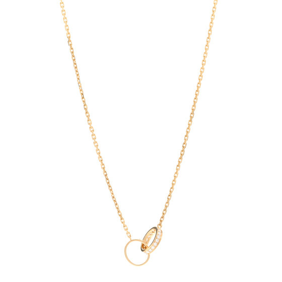 18K Yellow Gold Diamond Interlocking LOVE Necklace | FASHIONPHILE (US)