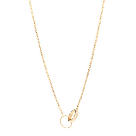 18K Yellow Gold Diamond Interlocking LOVE Necklace | FASHIONPHILE (US)