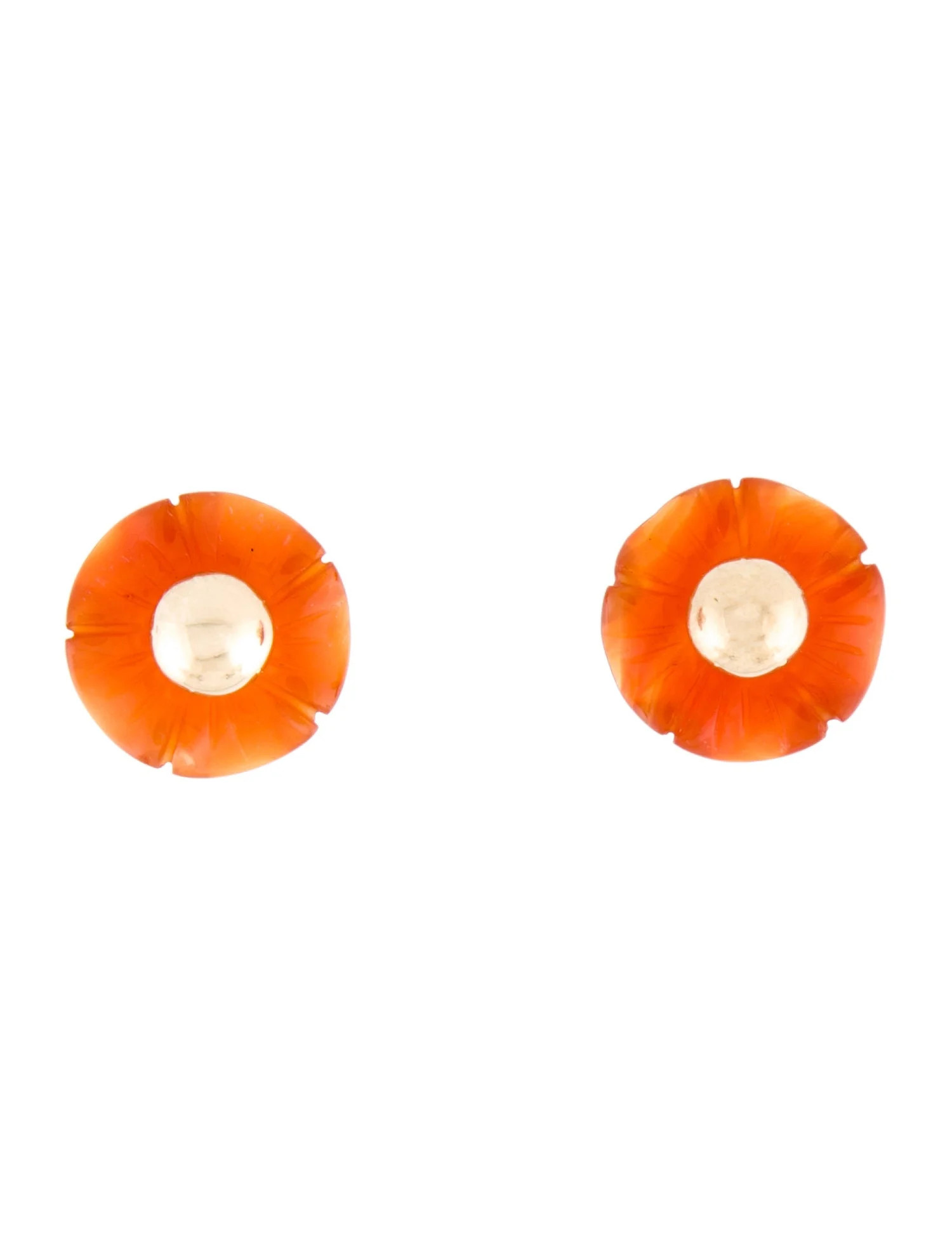 14K Carnelian Flower Ball Stud Earrings | The RealReal