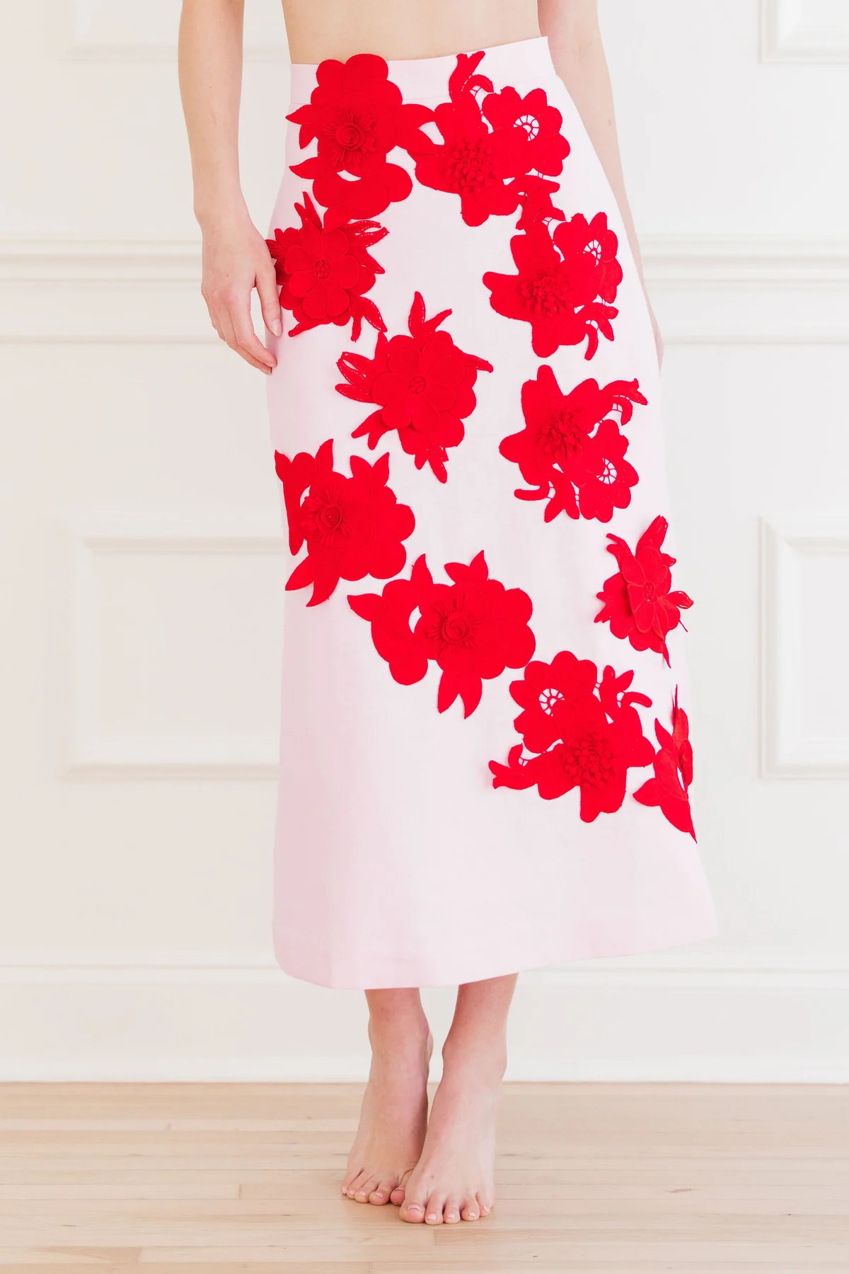Contrast 3D Flower A-Line Skirt | Casalina