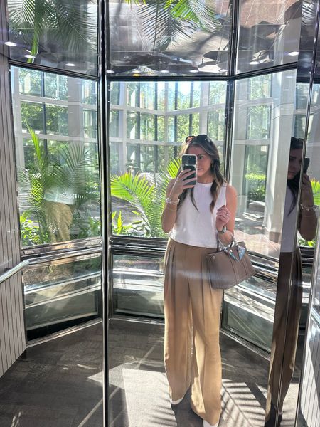 MMLF (code claire20) wearing size 6 in pants; sized up to M in tank, loafers TTS 

#LTKfindsunder100 #LTKworkwear #LTKfindsunder50