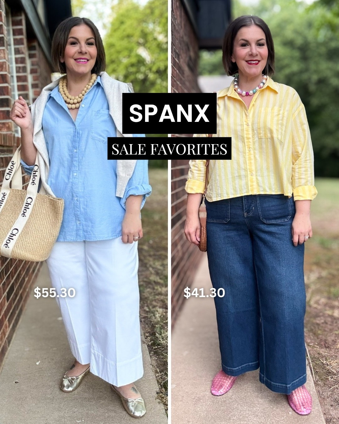 The Spanx Labor Day Sale has some of the best prices on my favorite curvy + pear shape friendly jeans and pants! Wearing both of these in 1X. These are pieces I would absolutely recommend investing in!

#LTKSaleAlert #LTKMidsize #LTKOver40