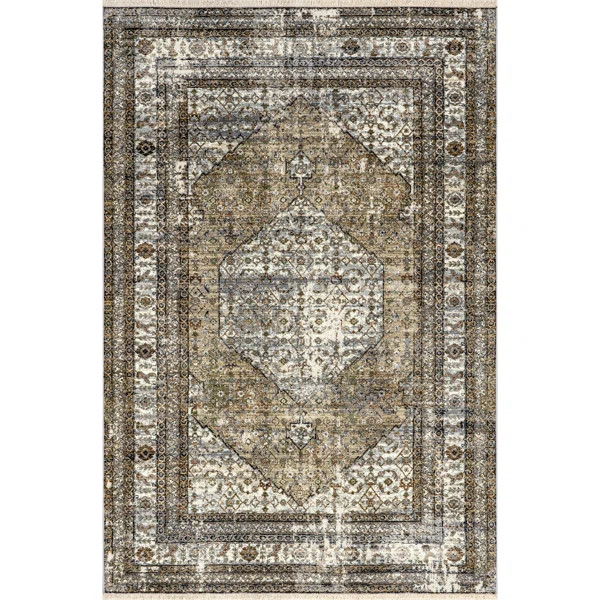 Charvi Distressed Medallion Fringe Area Rug | Wayfair North America