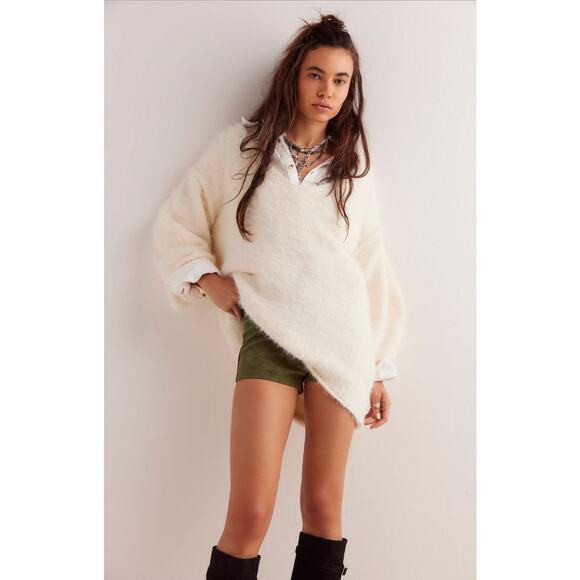 Free People NWT Sparrow Pullover Sweater Ivory Size M Oversized Cozy Winter Top | Poshmark