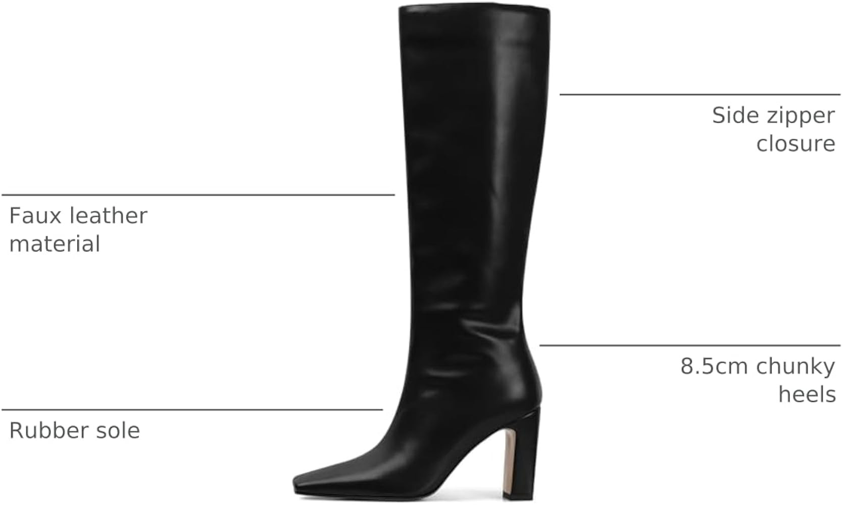 Lovee Cosee Knee High Boots for Women Square Toe Chunky Heeled Boots with Side Zipper Fashion Dre... | Amazon (US)