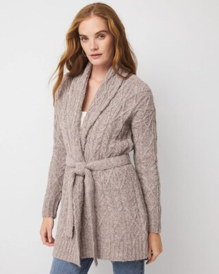 Women's Sequin Cable Knit Sweater Jacket in Studio Gray Sequin size Large | White House Black Market | White House Black Market
