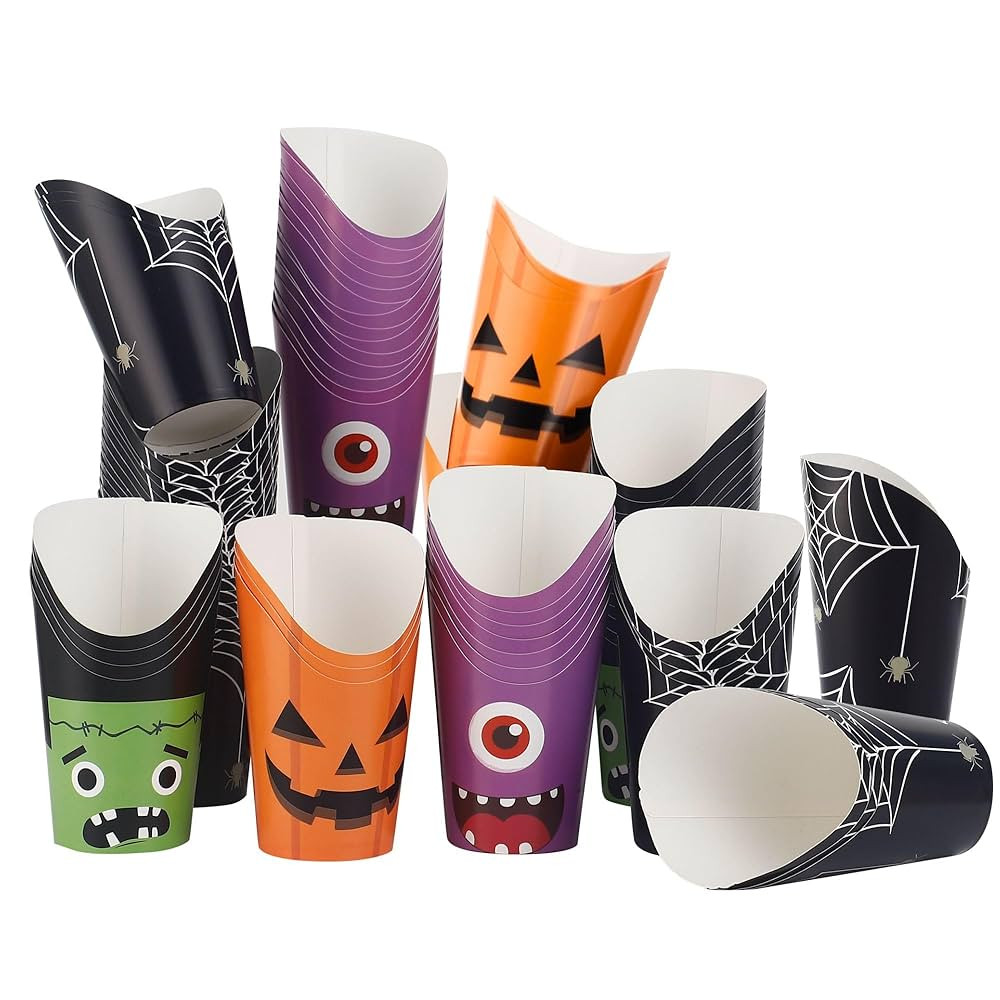 Winoo Design Halloween French Fries Holder - 40 PK - 12oz Disposable Paper French Fry Cups Charcu... | Amazon (US)