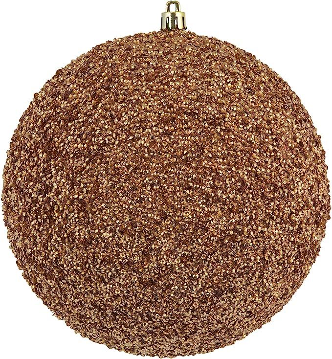 Vickerman 6" Rose Gold Beaded Ball Ornament. Includes 4 Pieces per Bag. | Amazon (US)