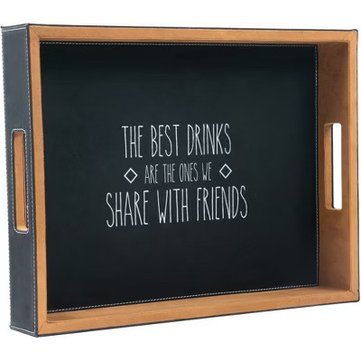 Pavilion Gift Company - Best Drinks - 16" x 12" PU Leather Tray - Serving Trays | Target