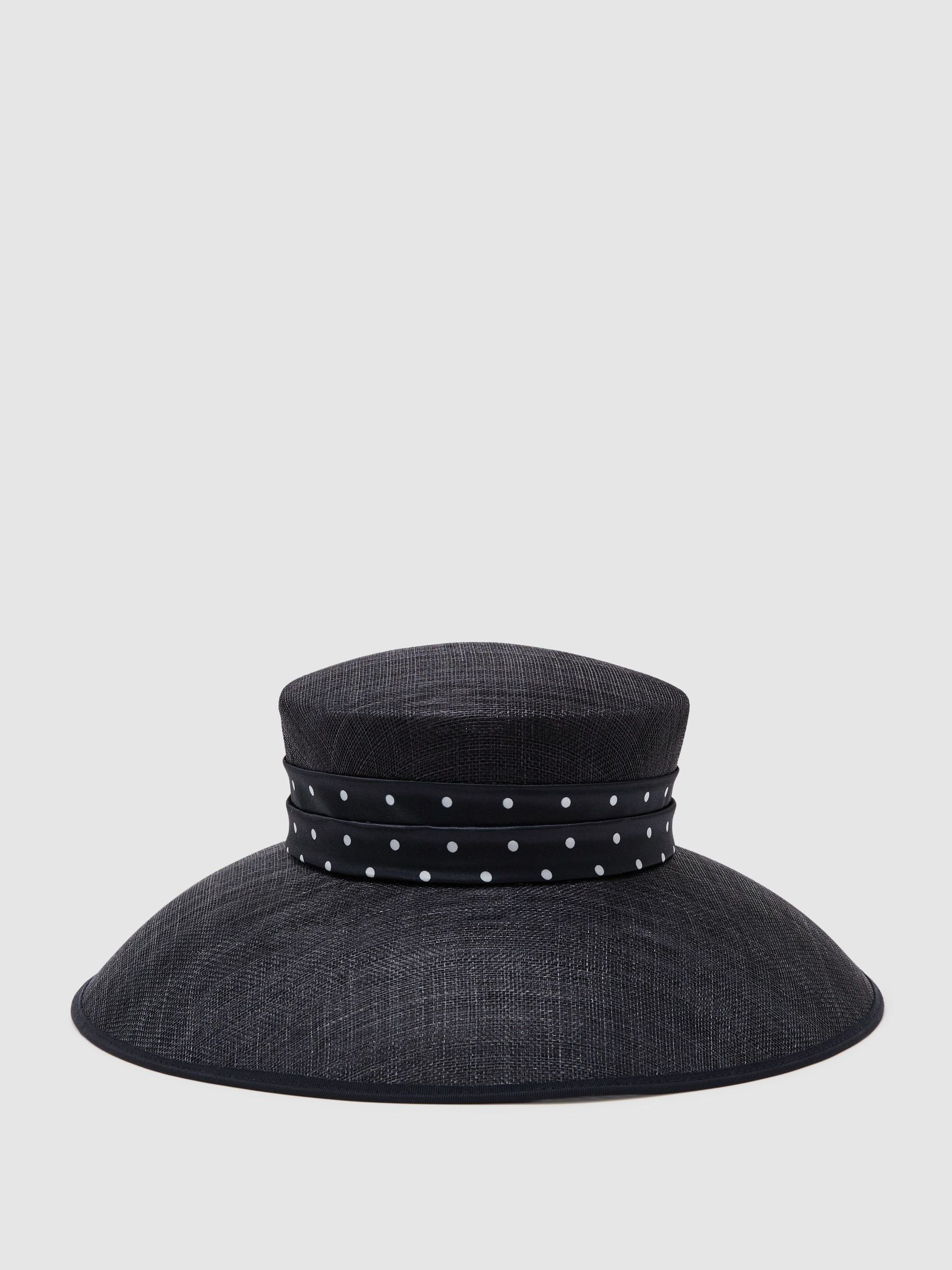 Polka Dot-Trim Occasion Hat in Navy | Reiss UK