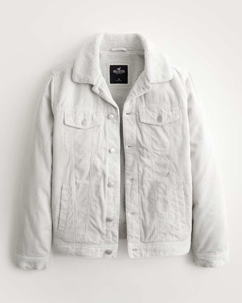 Sherpa-Lined Corduroy Trucker Jacket | Hollister (US)