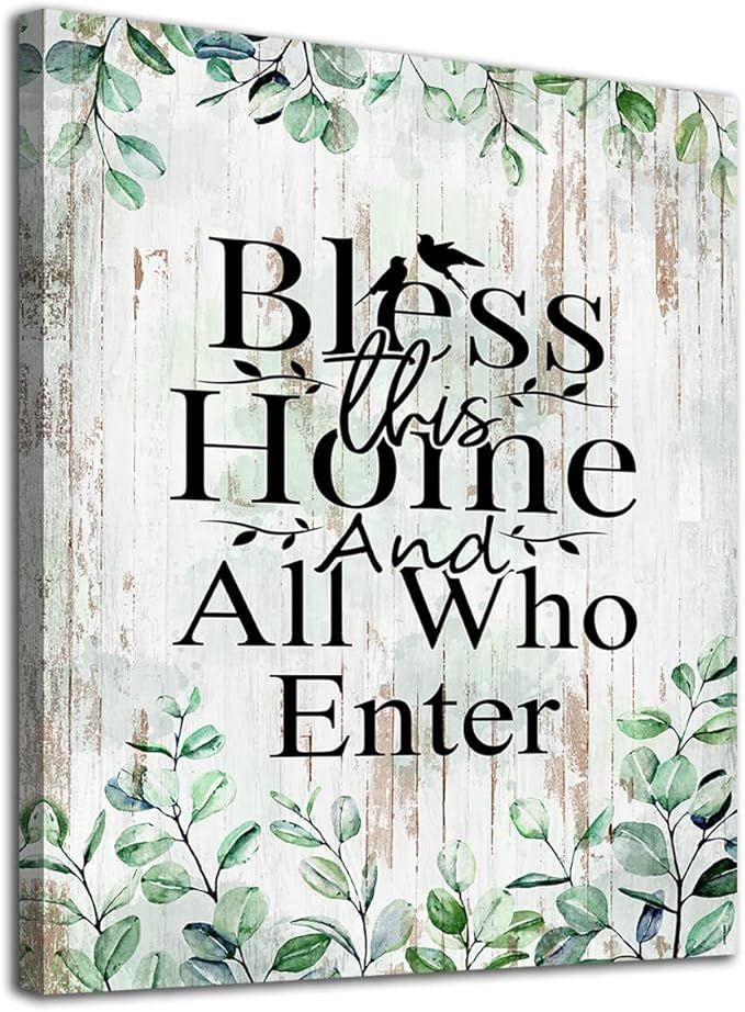 Home Decor Canvas Wall Art Living Room Wall Decor Bless This Home and All Who Enter Canvas Art Gr... | Amazon (US)