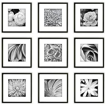 WOOD MEETS COLOR Picture Frames Set Wall Gallery Collage Frames Photo Mats (9-12x12) | Amazon (US)