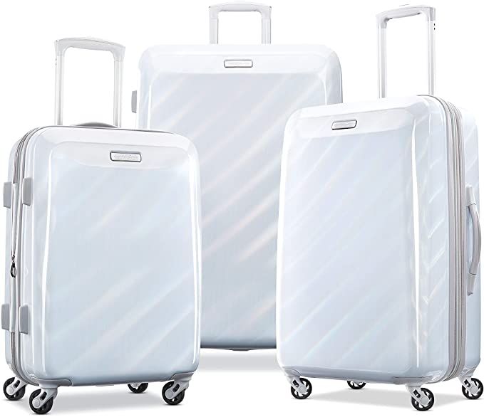 American Tourister Moonlight Hardside Expandable Luggage with Spinner Wheels, Iridescent White, 3... | Amazon (US)