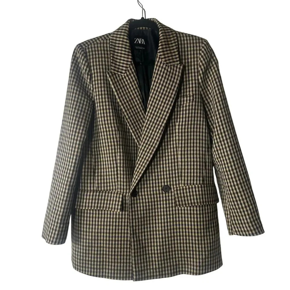 Zara Plaid Blazer Brown Tan | Poshmark