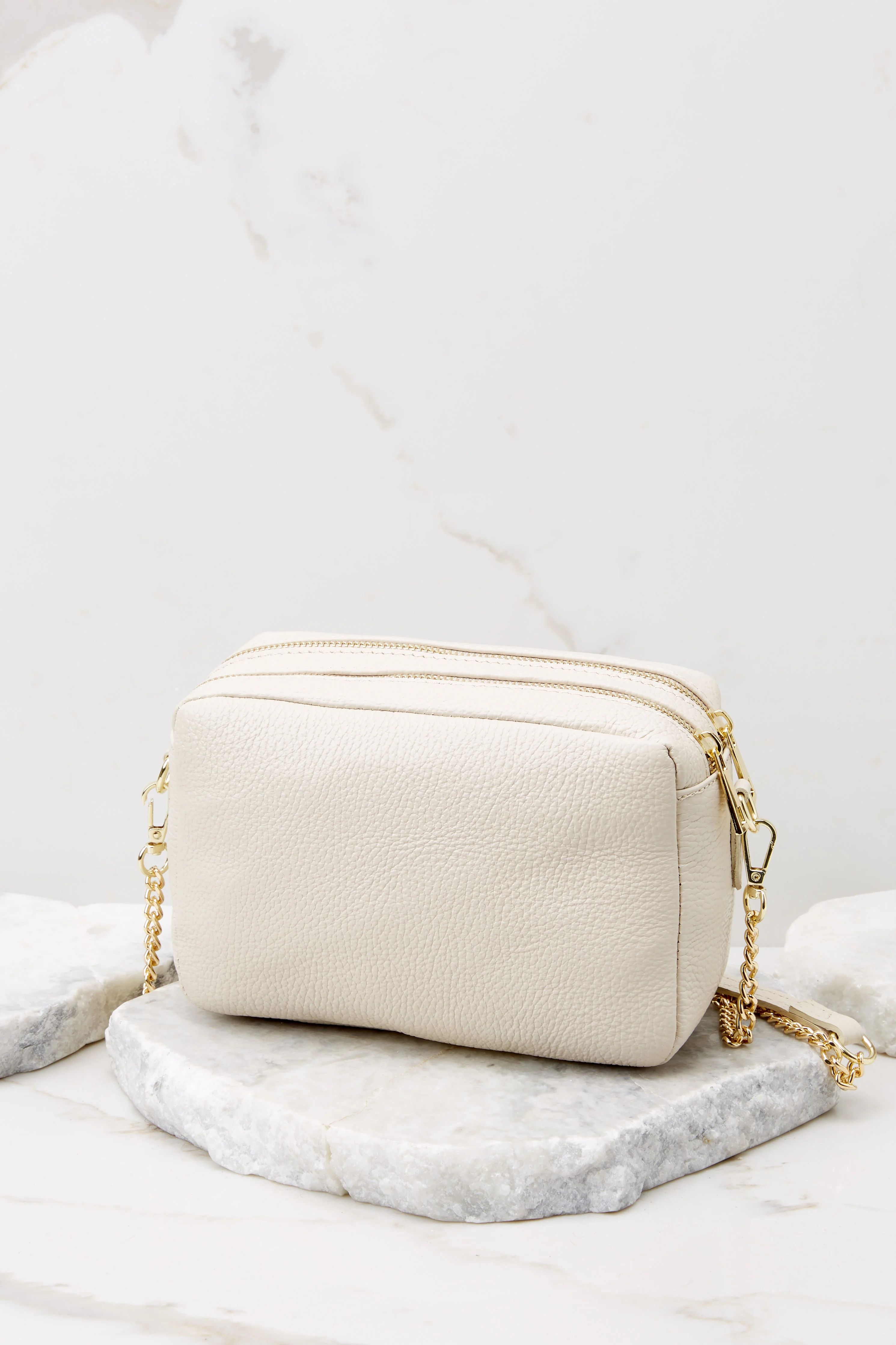 Too Chic Ivory Leather Bag | Red Dress 