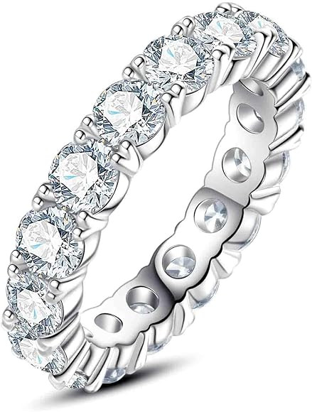 Cubic Zirconia Eternity Band Ring Round Cut/Cushion Cut 5A Grade D Color Simulant Diamond CZ Wedd... | Amazon (US)