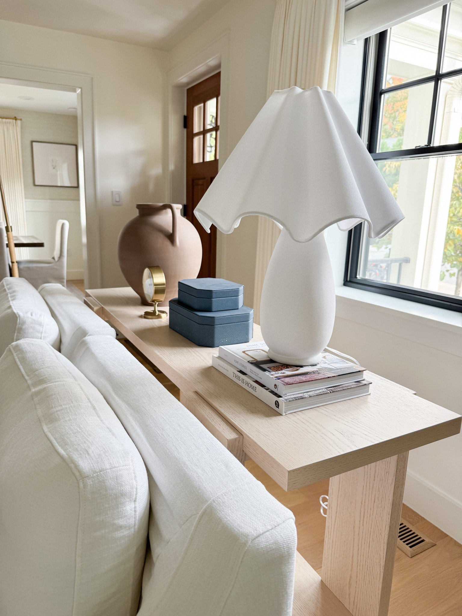 Console table, affordable ruffled lamp from Target: sofa table styling. Target finds, studio
McGee 

#LTKHome #LTKSaleAlert #LTKStyleTip