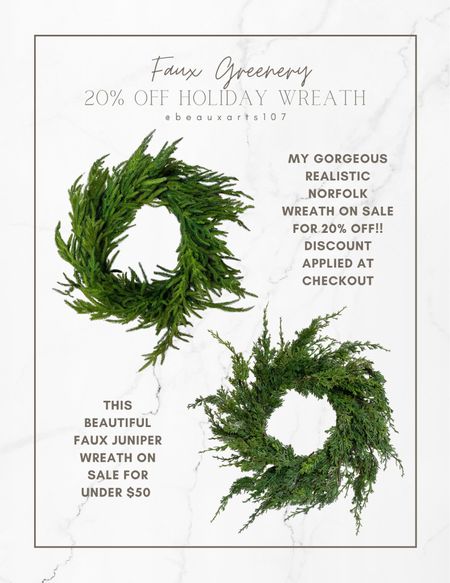 Shop these beautiful realistic faux wreath for 20% off here!! Discount applies at checkout! 

#LTKHoliday #LTKfindsunder100 #LTKsalealert