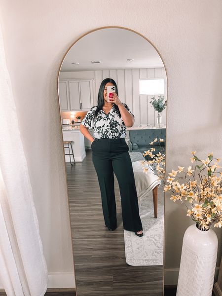 Size S in the top (size down one), pants are a size 12 (size up one), heels are true to size. Discount code: KRISTL25

#LTKworkwear #LTKunder50 #LTKcurves