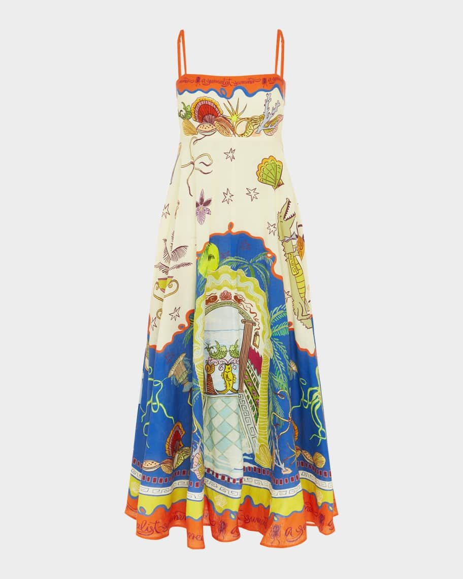 ALEMAIS Surrealist Summer Midi Sundress | Neiman Marcus