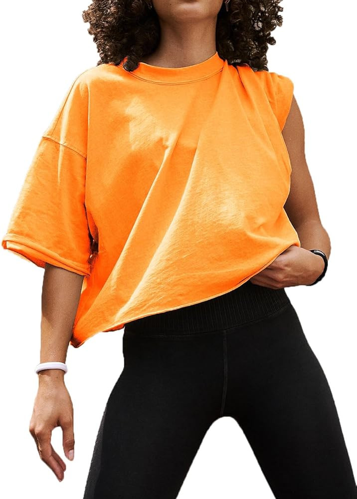 Women's Summer Short Sleeve Crop Tops Casual Basic Cotton Athletic Yoga Running T-Shirts | Amazon (US)