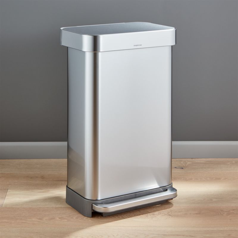 simplehuman 45 Liter/12 Gallon Stainless Steel Step Trash Can + Reviews | Crate & Barrel | Crate & Barrel