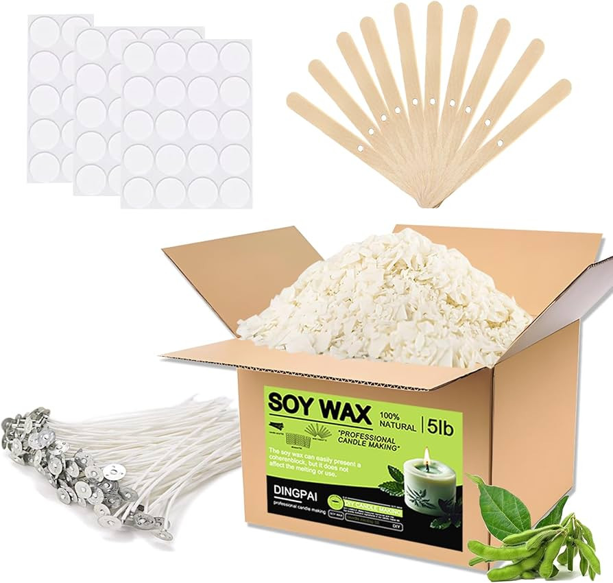 Soy Wax for Candle Making, 5LB Organic Soy Candle Wax Flakes Natural Candle Making Supplies,50 Co... | Amazon (US)