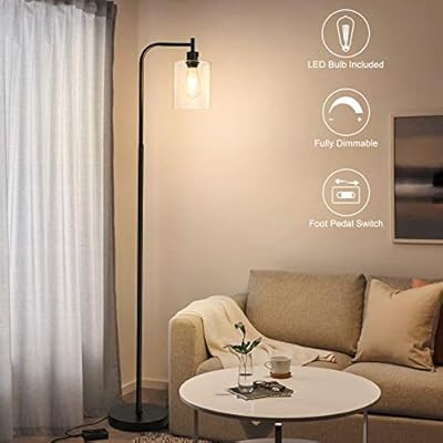 Boncoo Industrial Floor Lamp Fully Dimmable LED Floor Lamp Simple Standing Lamp with Glass Shade,... | Amazon (US)