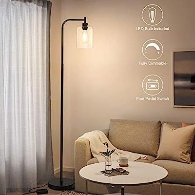 Boncoo Industrial Floor Lamp Fully Dimmable LED Floor Lamp Simple Standing Lamp with Glass Shade,... | Amazon (US)