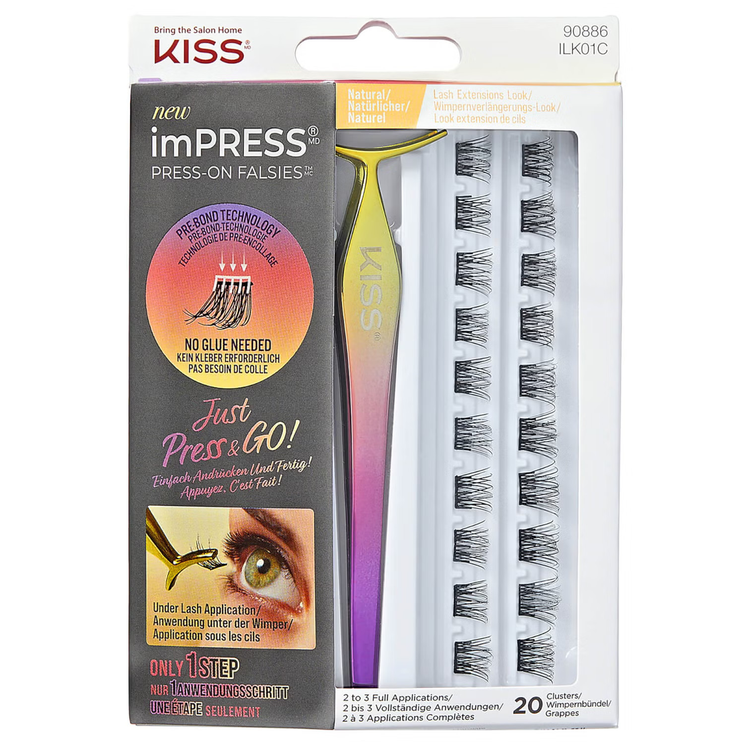Kiss imPRESS Falsies Press-on False Lash Kit - Natural | Look Fantastic (ROW)